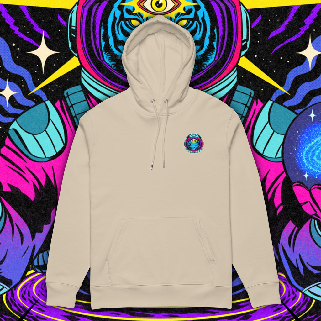 EXPLORER OF CONSCIOUSNESS - Unisex  eco hoodie. Illustrated artwork inspired by self-discovery and the exploration of awareness.