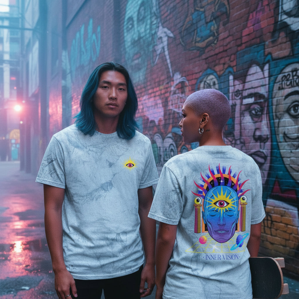 INNER VISION - Garment-dyed. Illustrated garment inspired by inner exploration and visual journey.